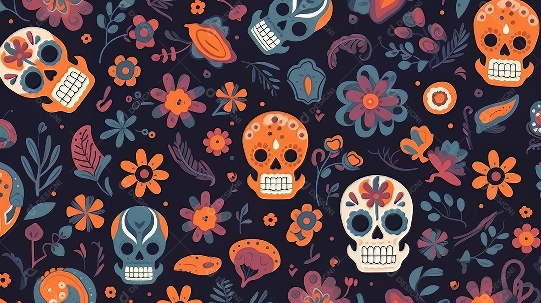 Vetor padrão dia de muertos em design plano Cinco de Mayo, momento decisivo do México.