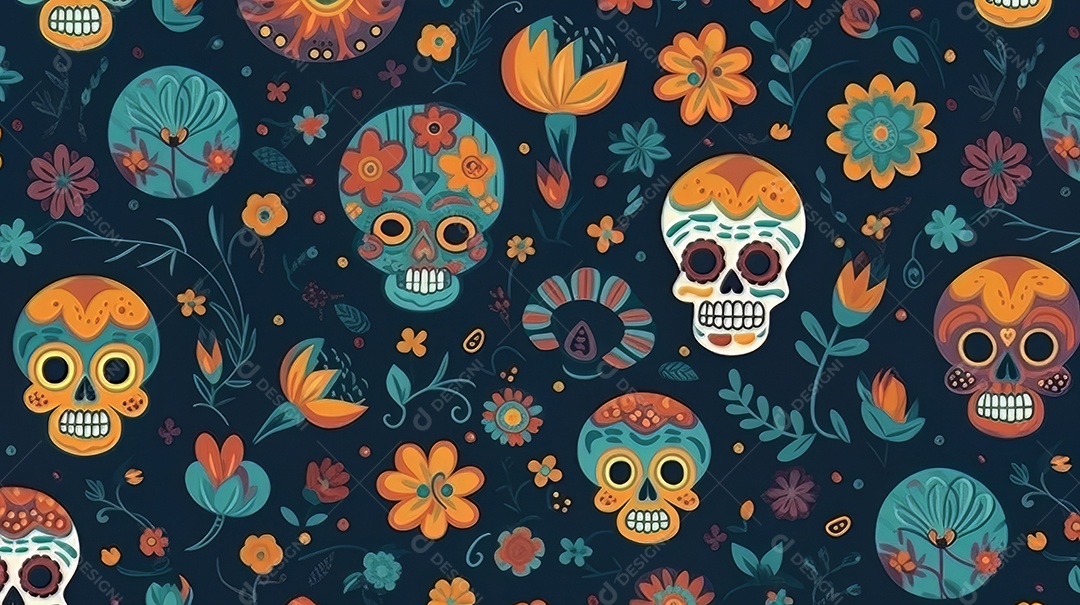 Vetor padrão dia de muertos em design plano Cinco de Mayo, momento decisivo do México.