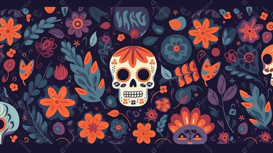 Vetor padrão dia de muertos em design plano Cinco de Mayo, momento decisivo do México.