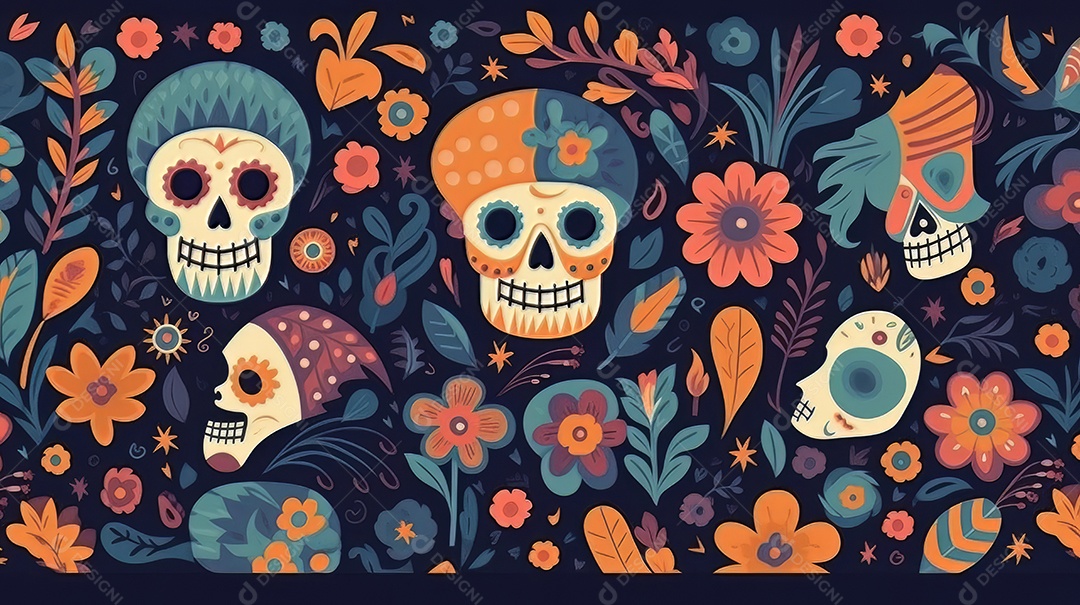 Vetor padrão dia de muertos em design plano Cinco de Mayo, momento decisivo do México.