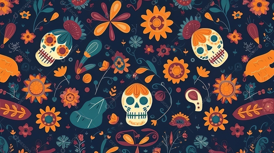 Vetor padrão dia de muertos em design plano Cinco de Mayo, momento decisivo do México.