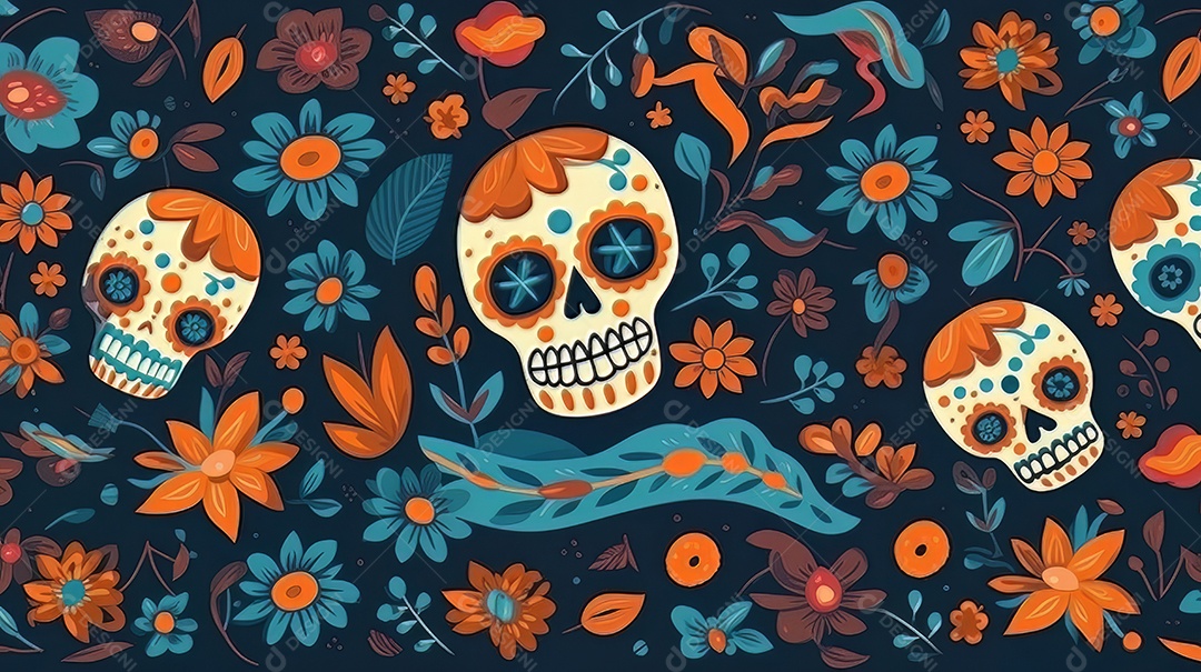 Vetor padrão dia de muertos em design plano Cinco de Mayo, momento decisivo do México.