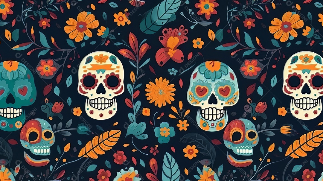 Vetor padrão dia de muertos em design plano Cinco de Mayo, momento decisivo do México.