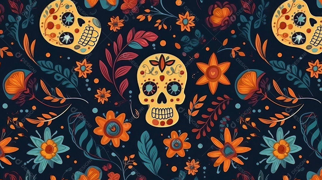 Vetor padrão dia de muertos em design plano Cinco de Mayo, momento decisivo do México.