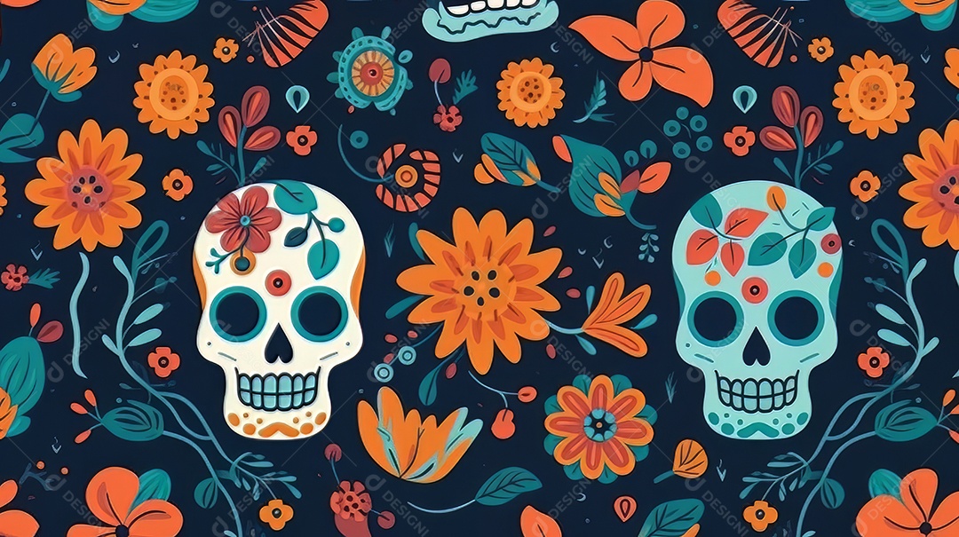 Vetor padrão dia de muertos em design plano Cinco de Mayo, momento decisivo do México.