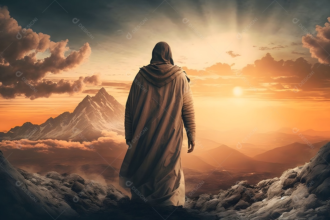 Jesus Vristo Nas Colinas Ao Pôr Fo Sol De Bolta