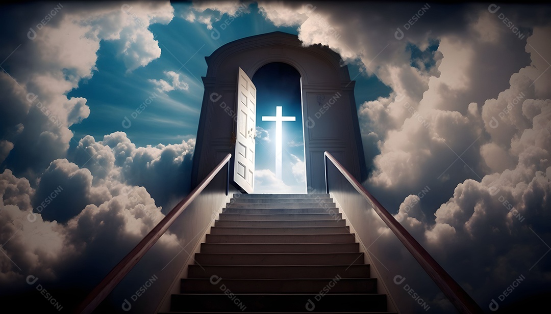 Luz Para O Céu Celestial Com Símbolo De Cruz