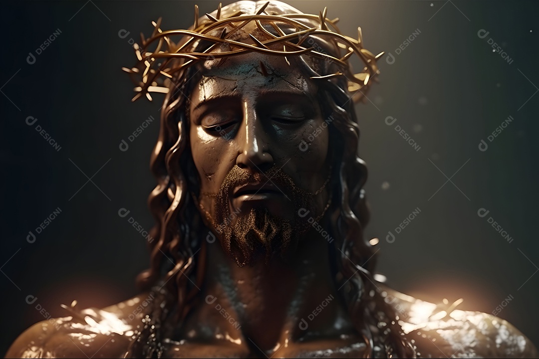 Estátua De Jesus Cristo Com Coroa De Ouro