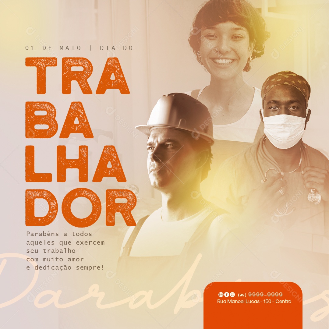 01 de Maio Dia do Trabalhador Social Media PSD Editável