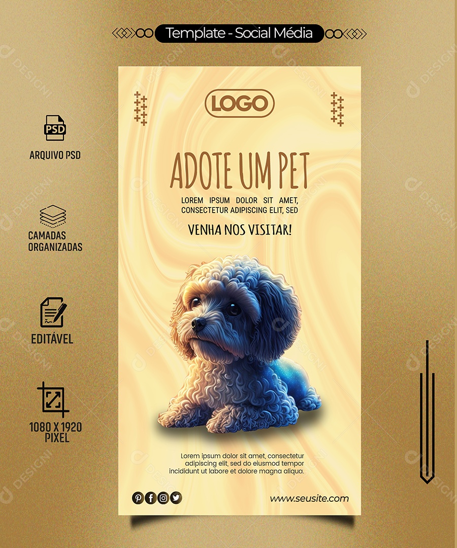 Story Adote um Pet Venha Nos Visitar Social Media PSD Editável