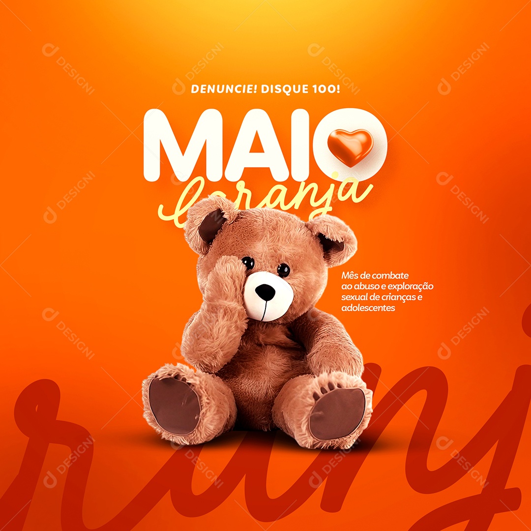 Maio Laranja Combate Ao Abuso e Exploração Sexual de Crianças e Adolescentes Social Media PSD Editável