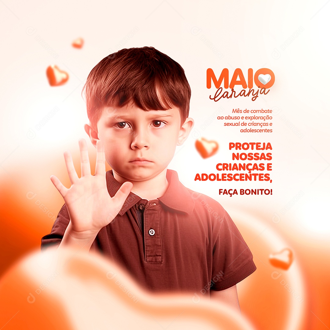 Maio Laranja Combate Ao Abuso e Exploração Sexual de Crianças e Adolescentes Social Media PSD Editável