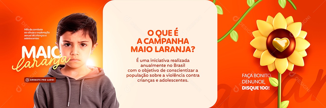 Carrossel Maio Laranja Combate Ao Abuso e Exploração Sexual de Crianças e Adolescentes Social Media PSD Editável