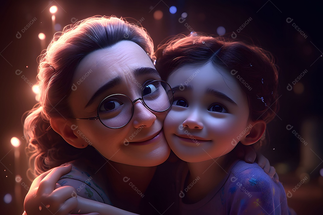 Mãe e Filha Se Abraçando Fofo e Adorável