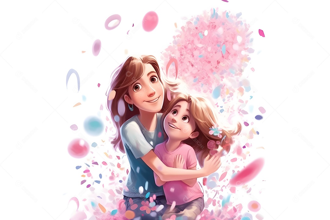 Mãe e Filha Se Abraçando Fofo e Adorável