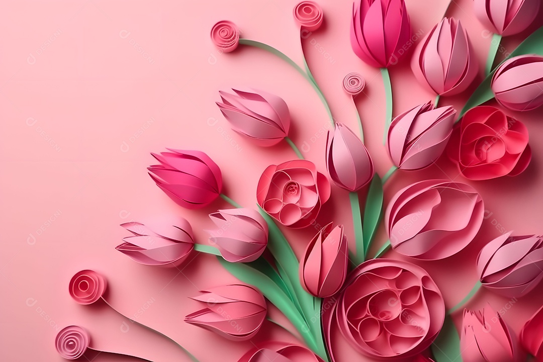 Flores De Tulipa De Primavera Em Fundo Rosa Dia Das Mães