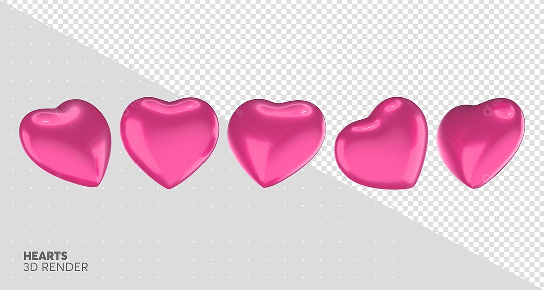 Elemento 3D Para Composição Corações Rosa PSD