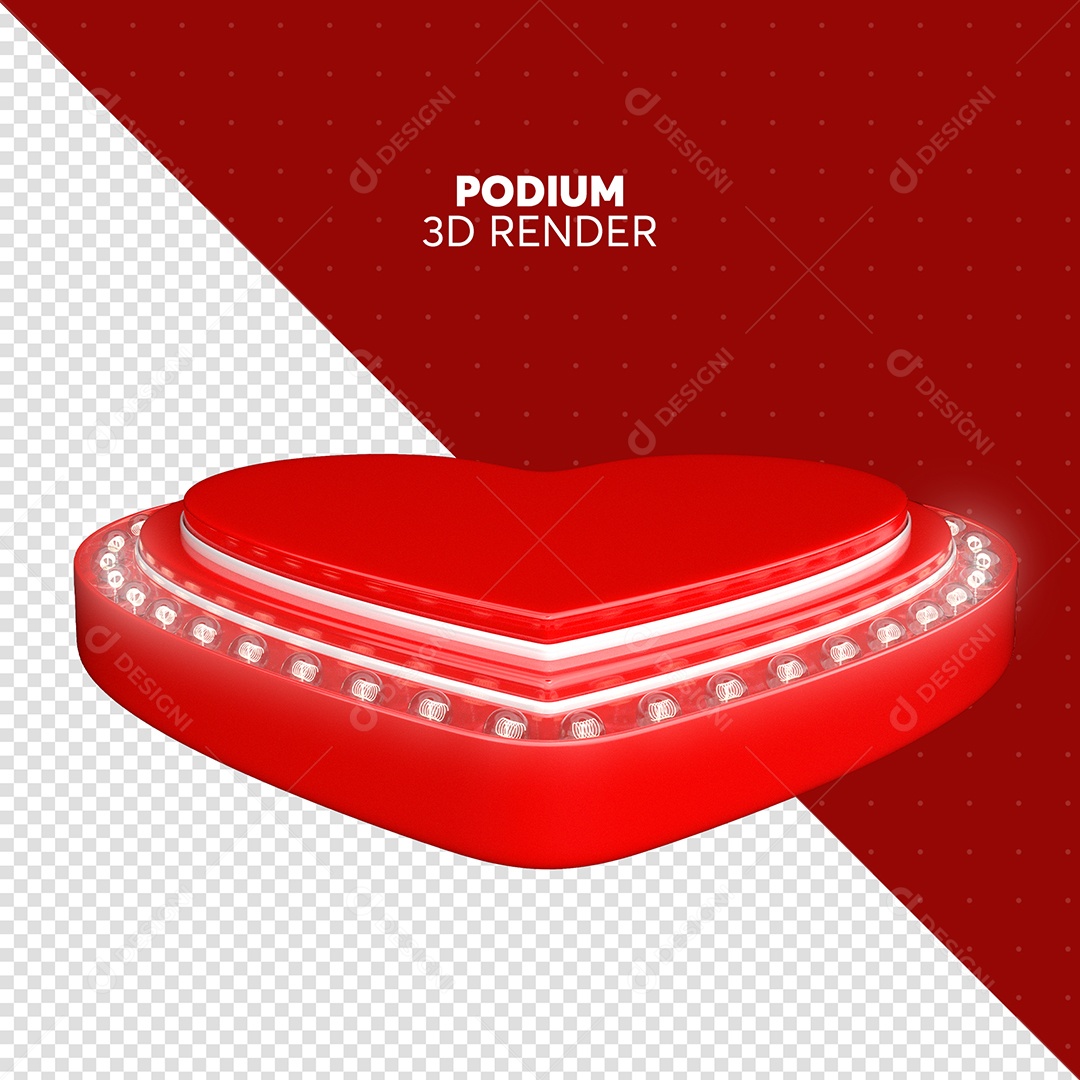 Elemento 3D Para Composição Podium Vermelho em Formato de Coração PSD