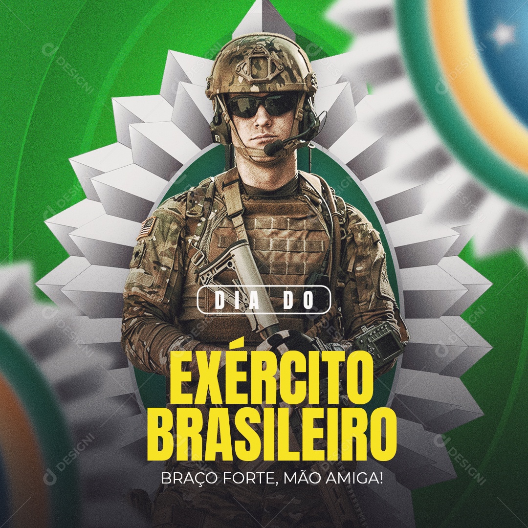 Dia do Exército Braço Forte, Mão Amiga Social Media PSD Editável