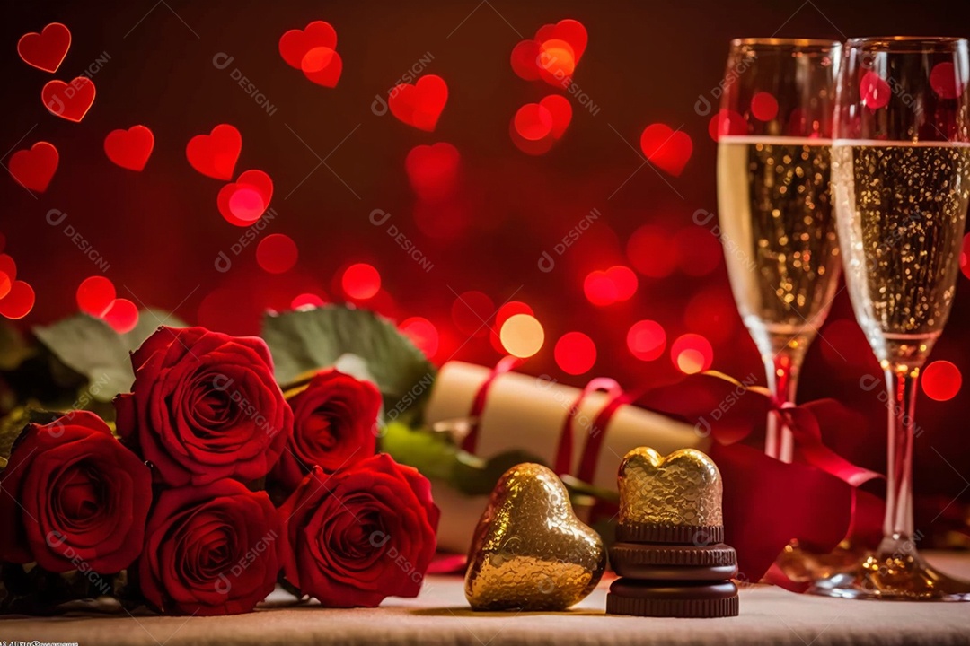 Linda mesa de jantar de dia dos namorados