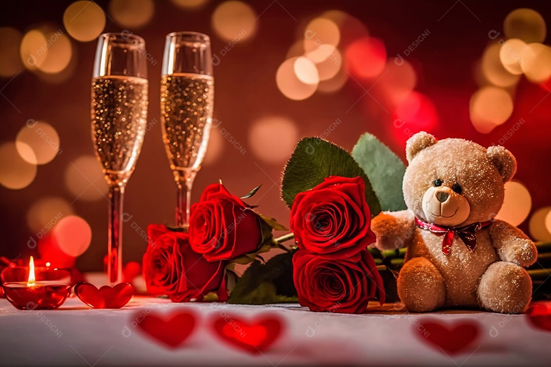 Linda mesa de jantar de dia dos namorados