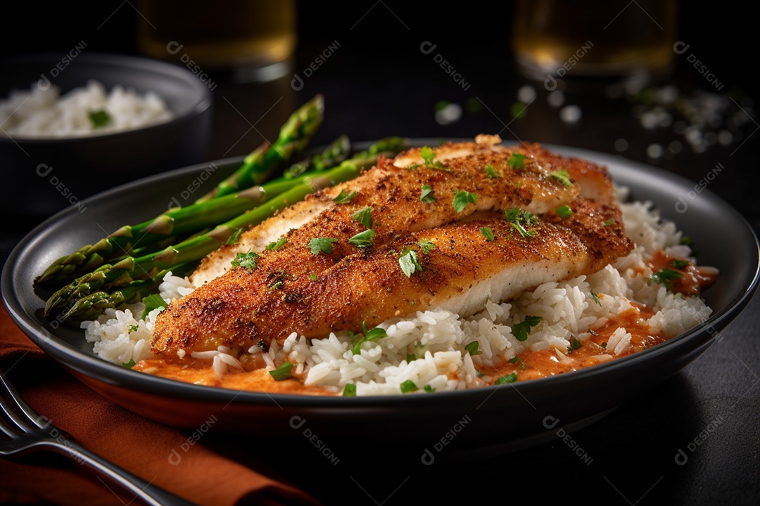 Peixe sobre uma panela