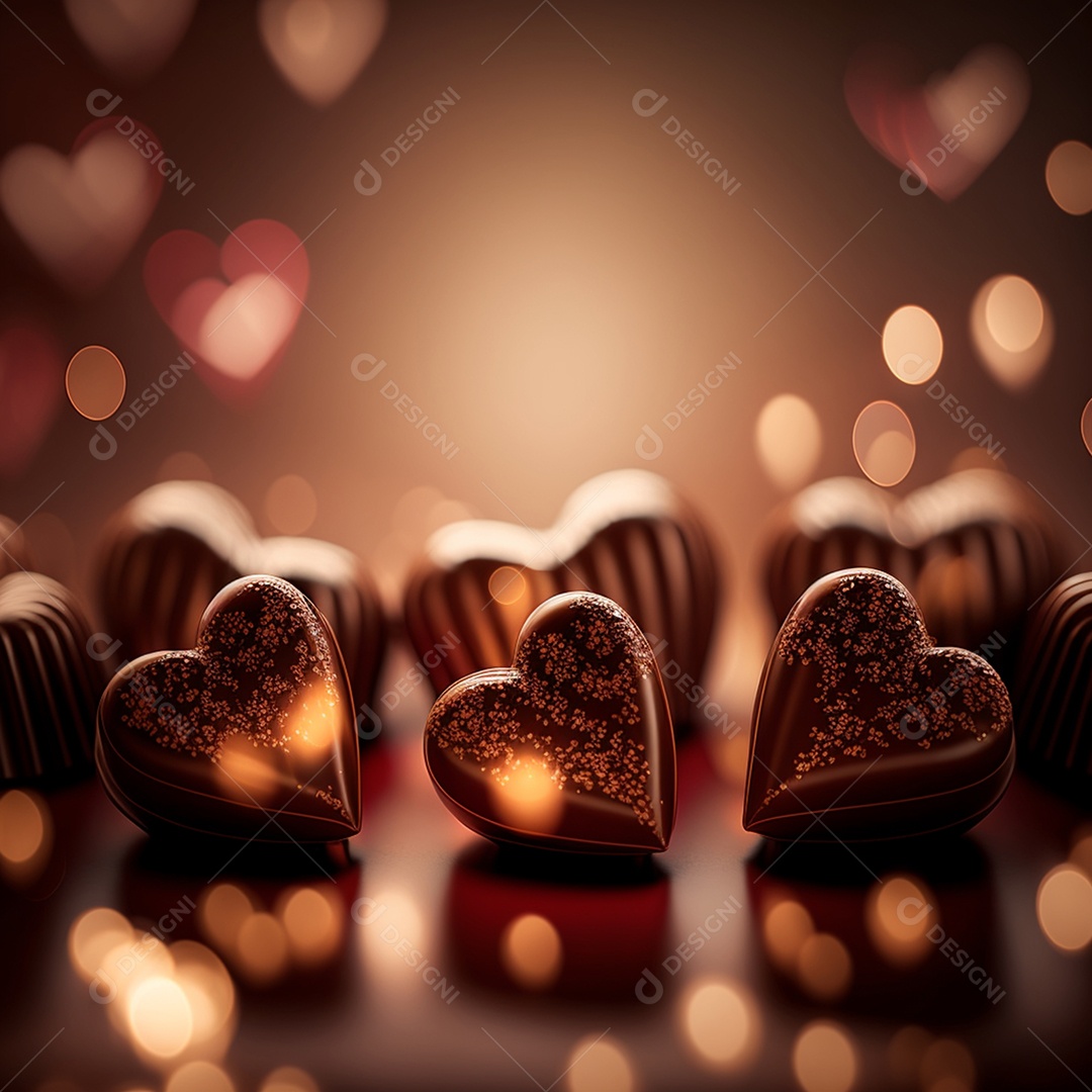 Background de deliciosos chocolates em formato de coração