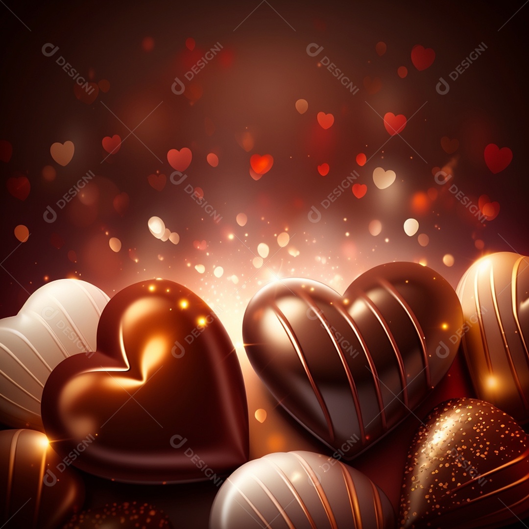 Background de deliciosos chocolates em formato de coração