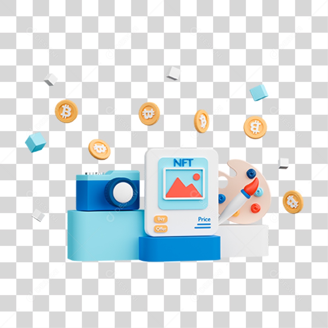 Elemento 3D Moeda Virtual para Composição PNG Transparente