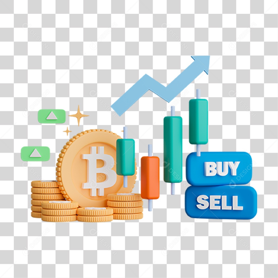 Elemento 3D Gráficos Moeda Virtual para Composição PNG Transparente