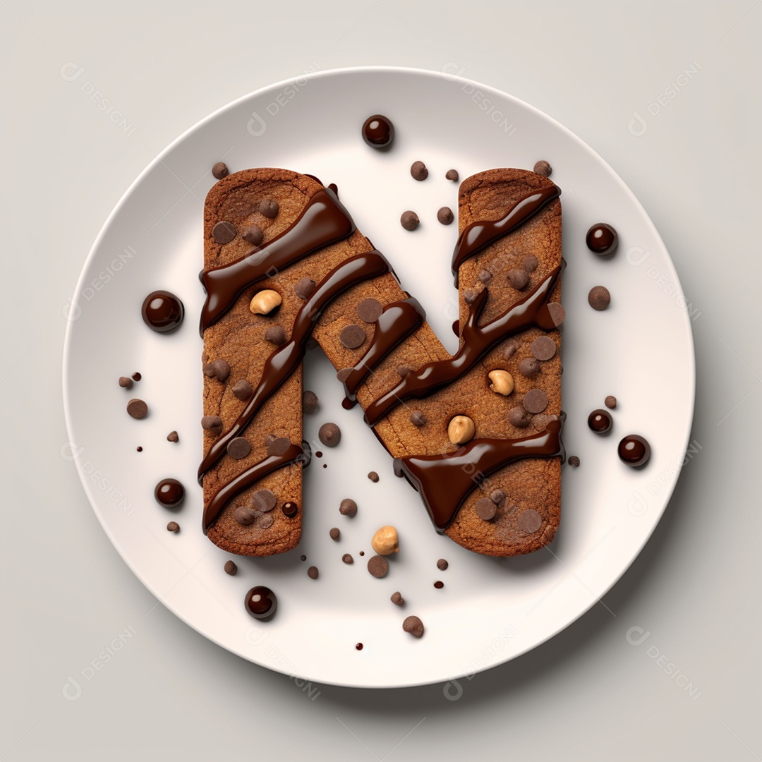 Bolo em formato de letras sobre fundo isolado