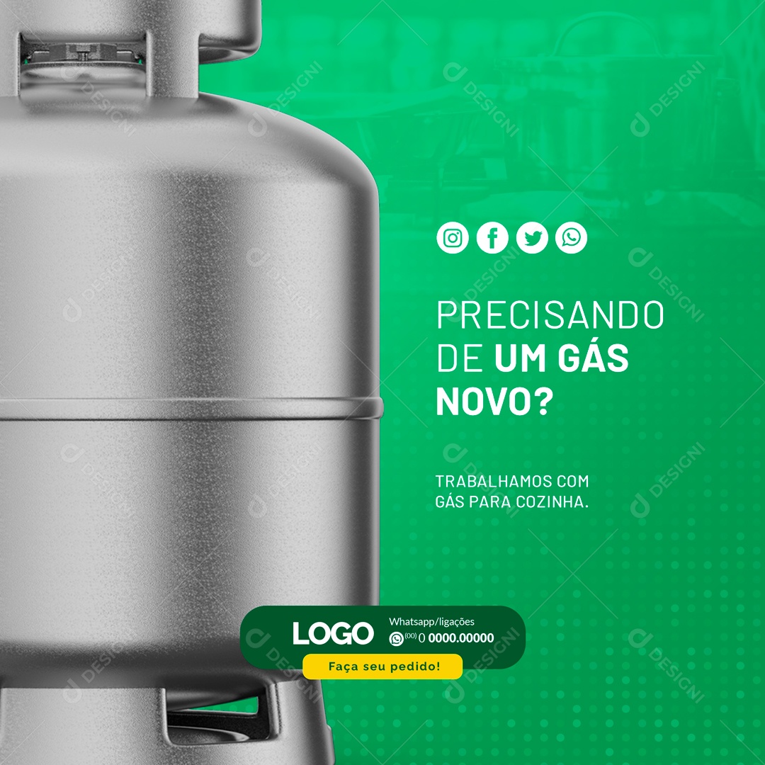 Precisando de um Gás Novo? Distribuidora de Gás de Cozinha Social Media PSD Editável