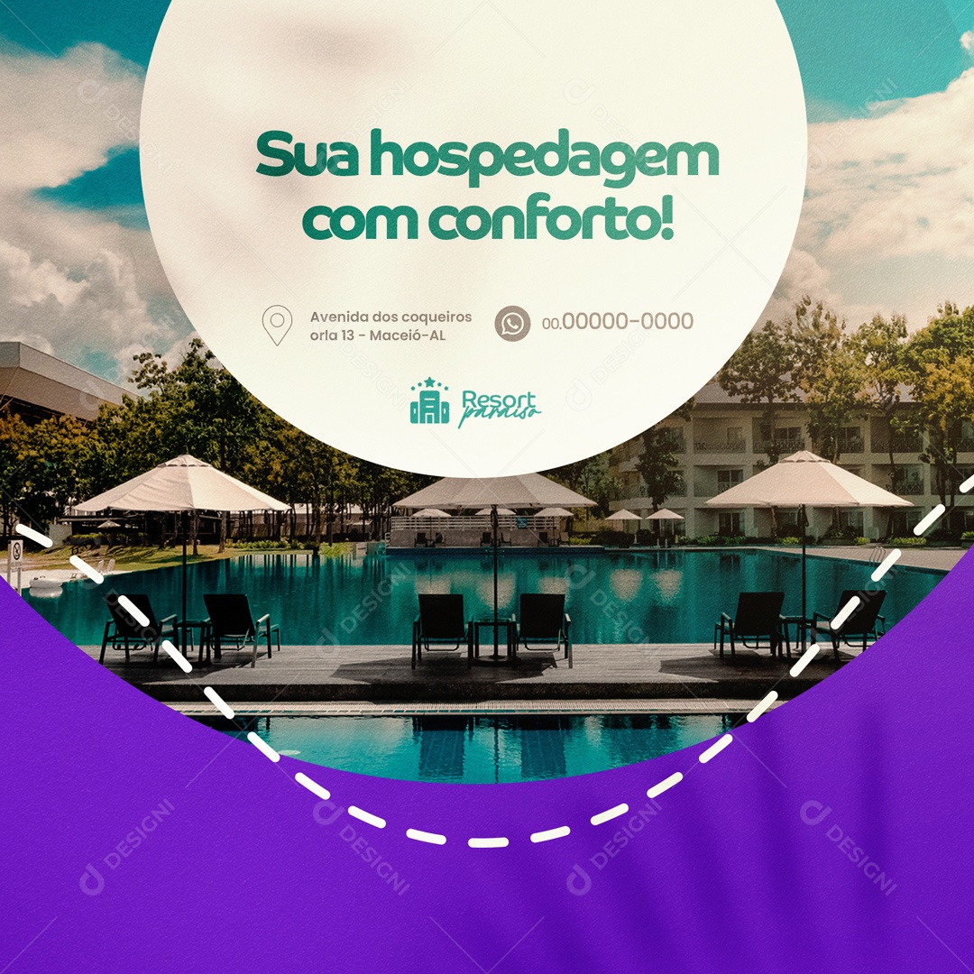 Your Accommodation with Comfort! Resort Hotel Social Media PSD Editable