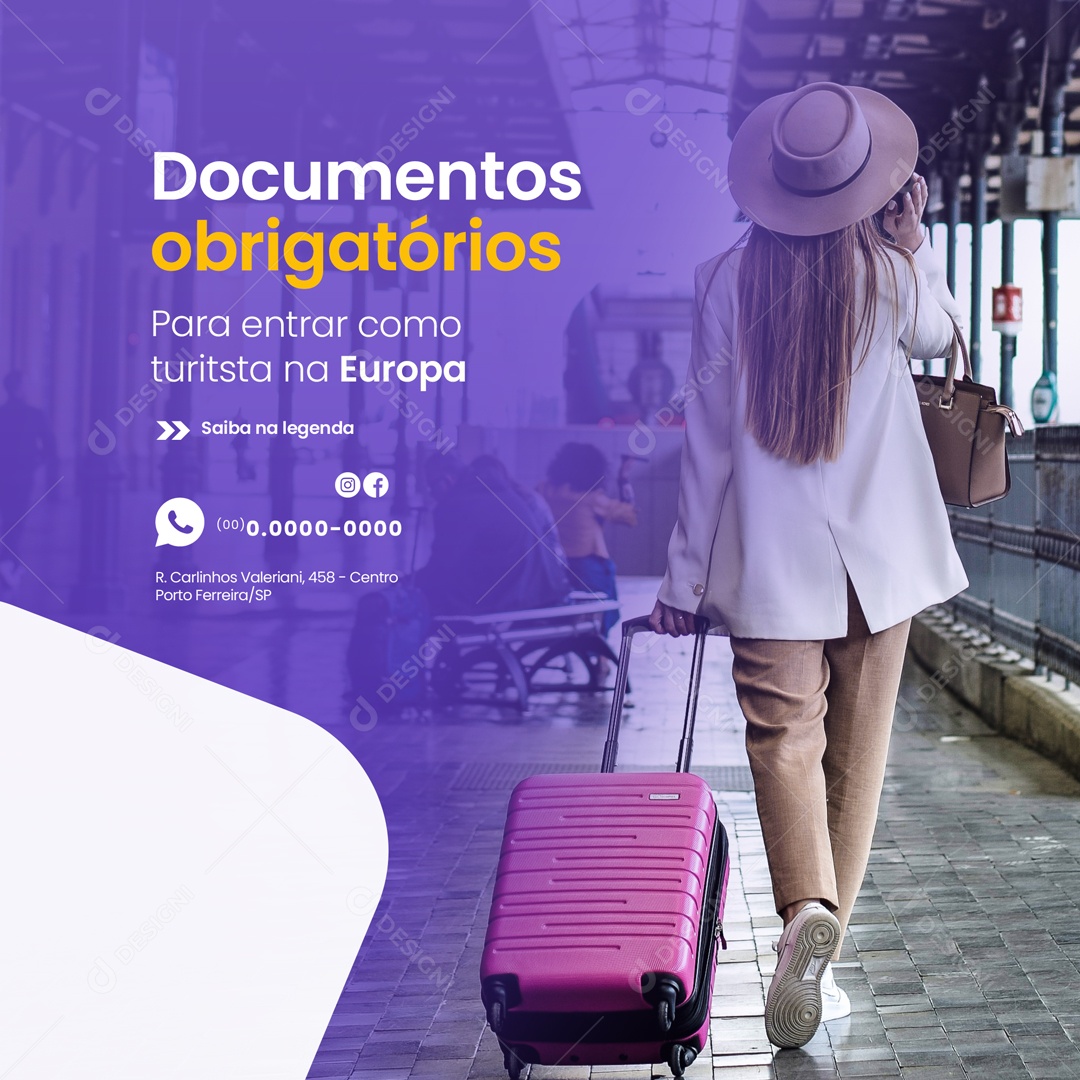 Documentos Obrigatórios Agência de Viagens e Turismo Social Media PSD Editável