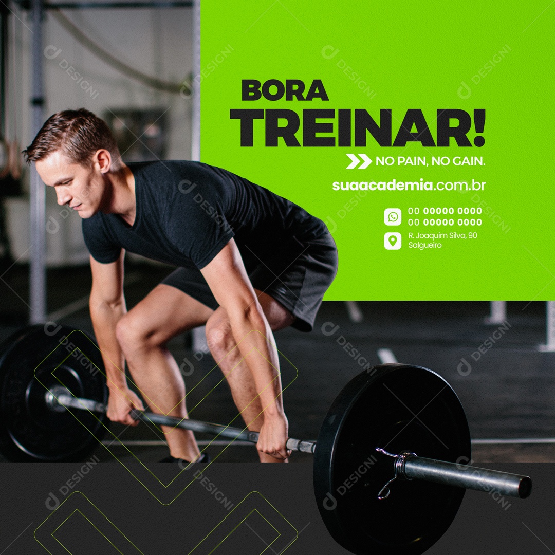Bora Treinar! Academia Social Media PSD Editável