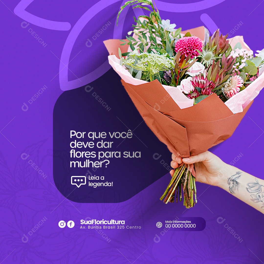 Por Que Você Deve Dar Flores Para Sua Espora? Floricultura Social Media PSD Editáve