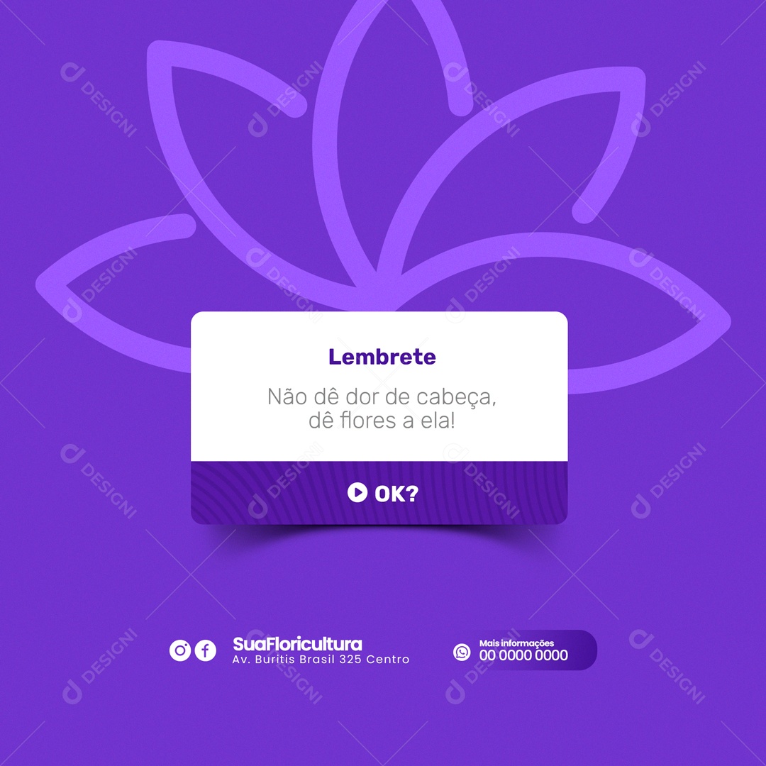 Lembrete Floricultura Social Media PSD Editáve