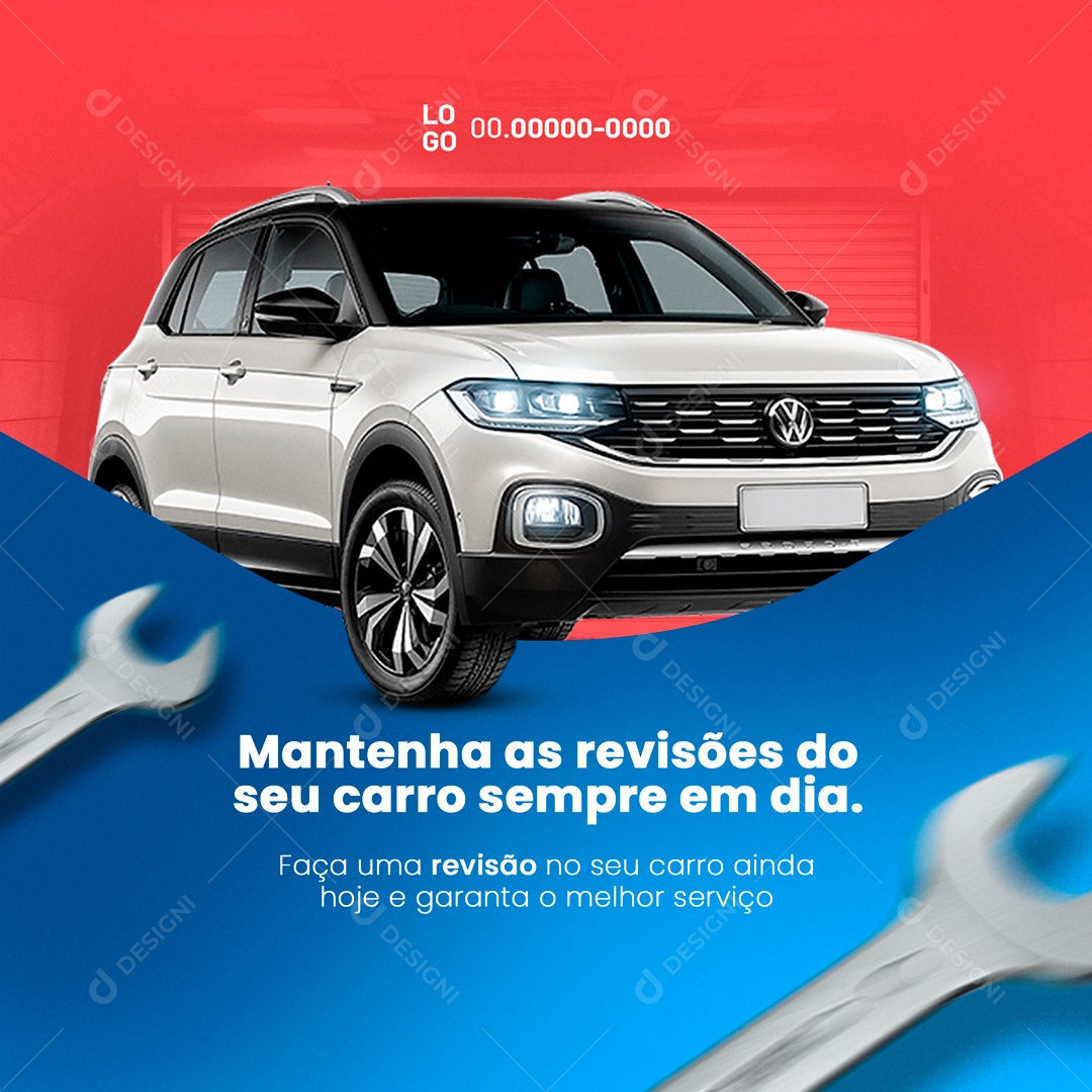 Mantenha as Revisões do Seu Carro Sempre em Dia. Oficina Mecânica Social Media PSD Editável