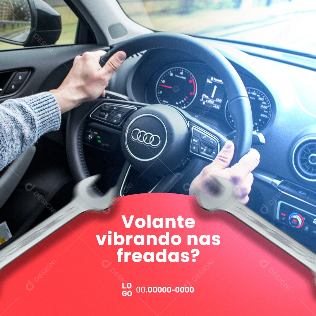 Volante Vibrando Nas Freadas? Oficina Mecânica Social Media PSD Editável