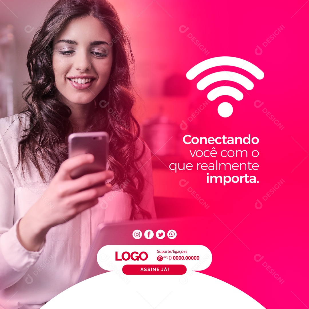 Conectando você com o Mundo em Alta Velocidade Provedor de Internet Social Media PSD Editável