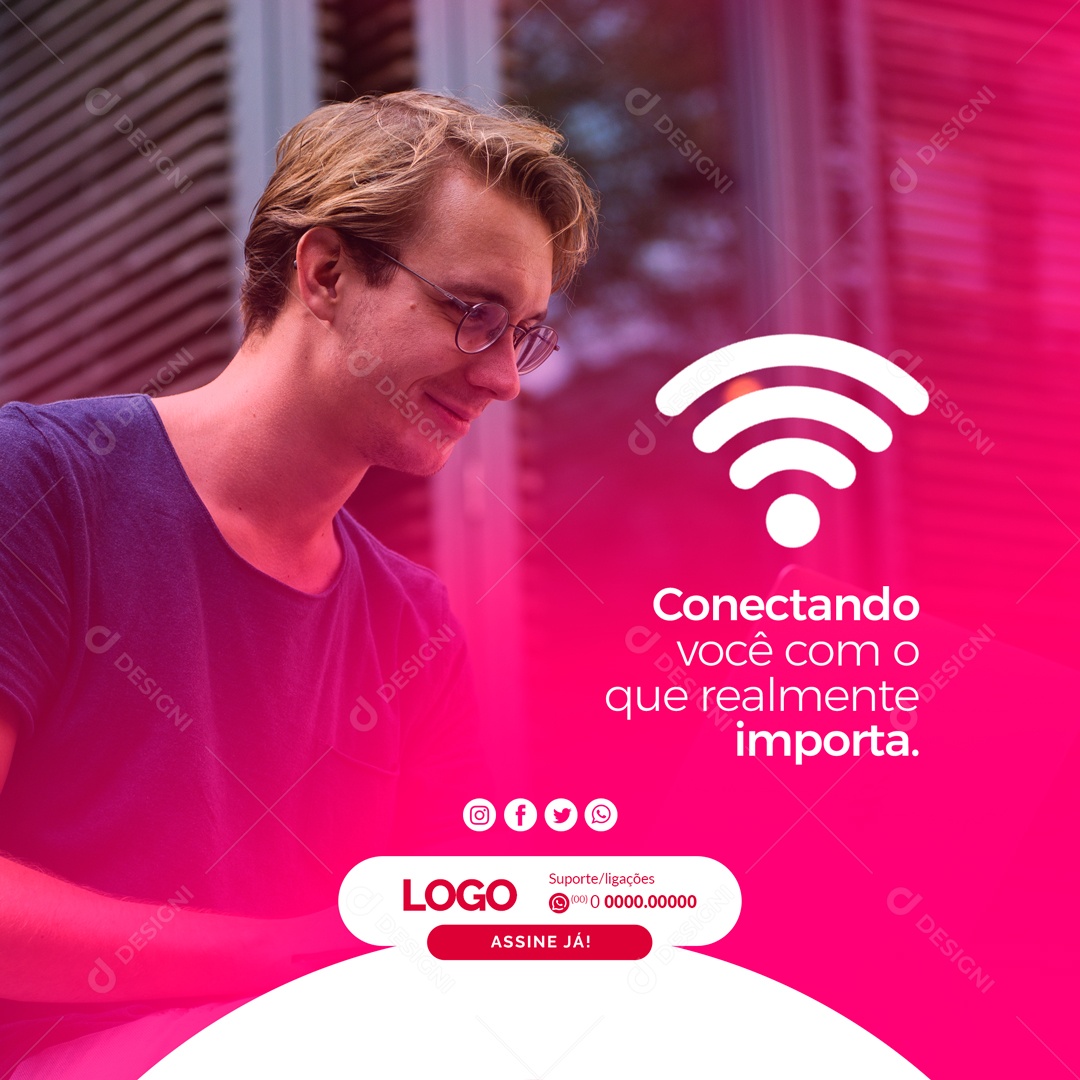 Provedor de Internet Social Media PSD Editável