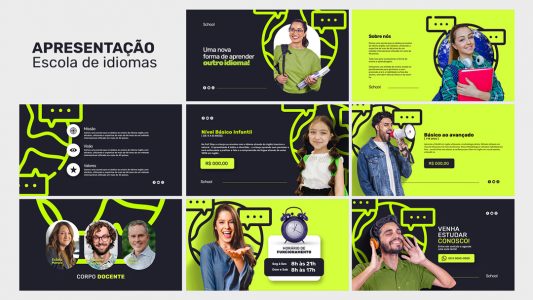 Apresentação Comercial Escola de Idiomas PSD Editável
