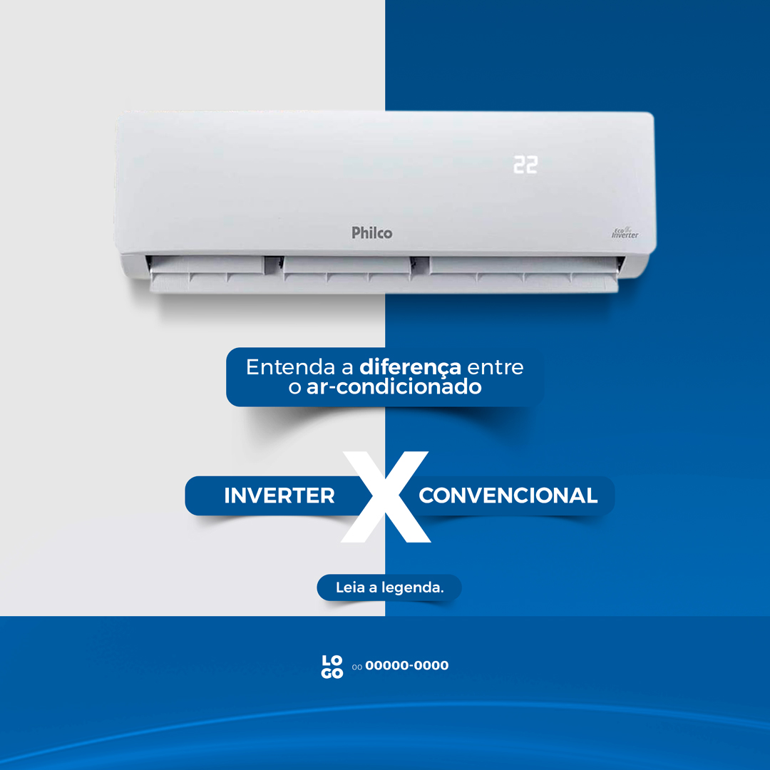 Inverter x Convencional Ar-Condicionado Social Media PSD Editável