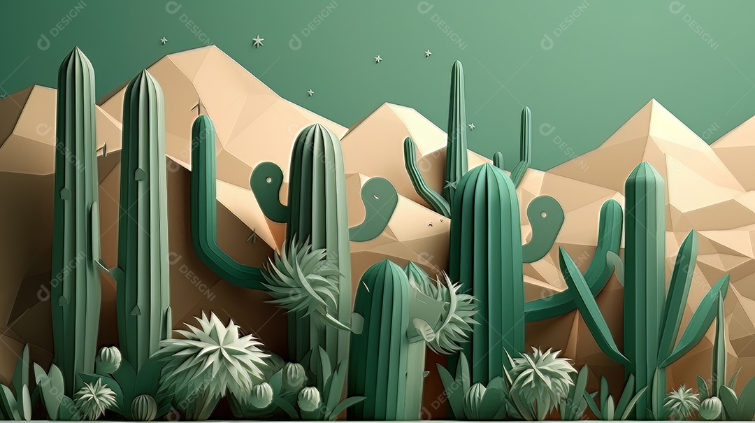 ilustração desenho animado cacto.