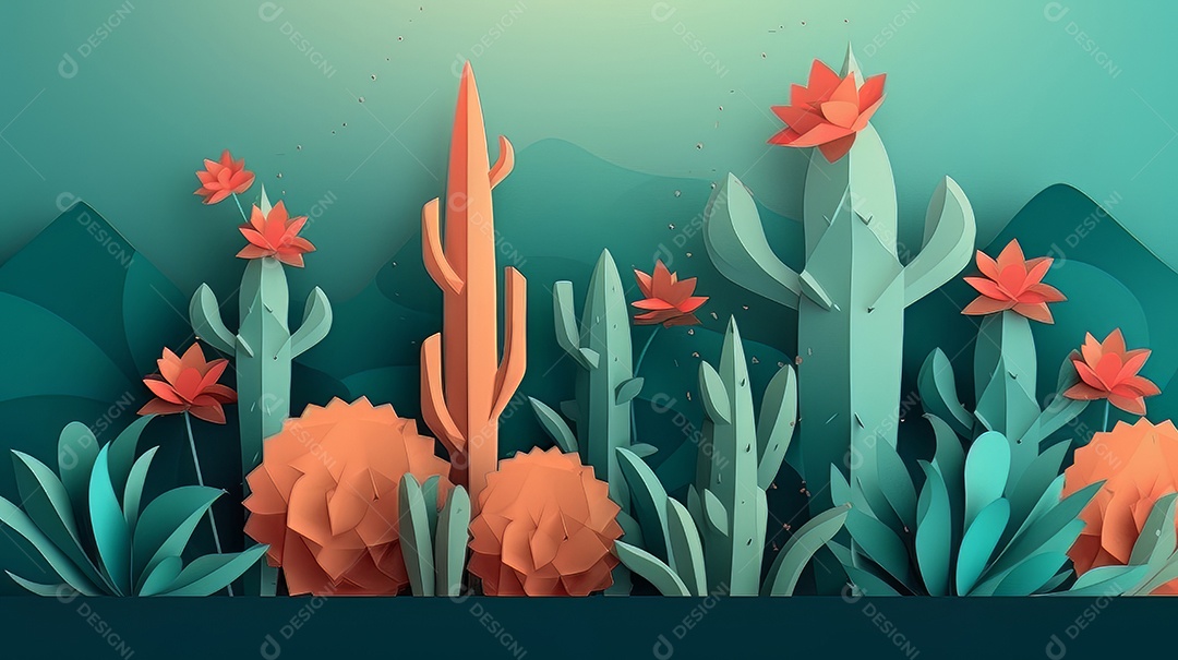 ilustração desenho animado cacto.