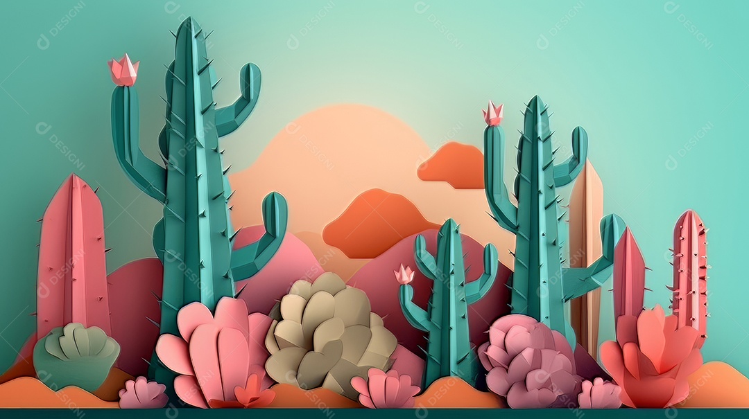 ilustração desenho animado cacto.