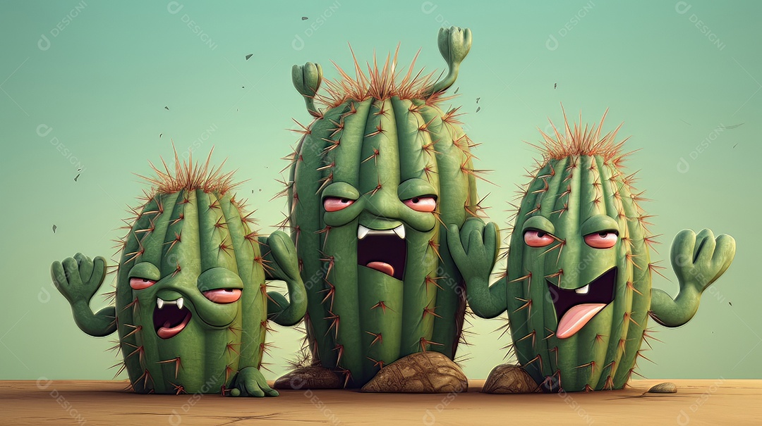 ilustração desenho animado cacto.
