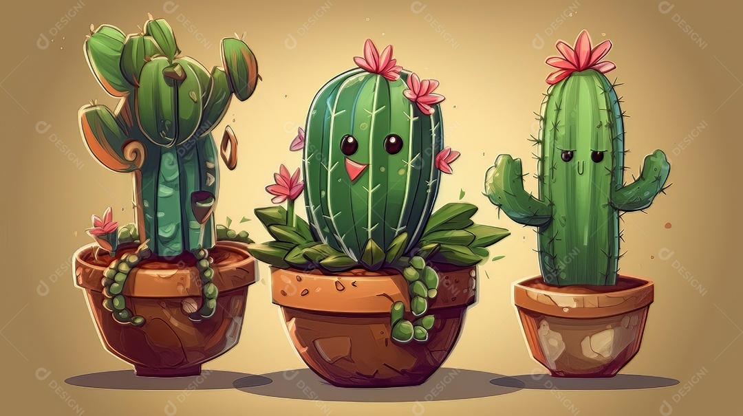 ilustração desenho animado cacto.
