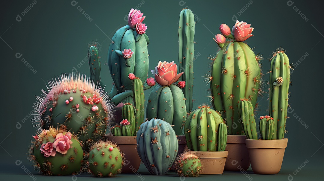 ilustração desenho animado cacto.