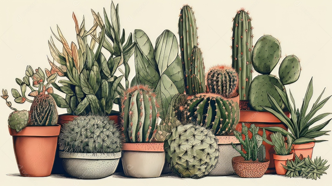 ilustração desenho animado cacto.